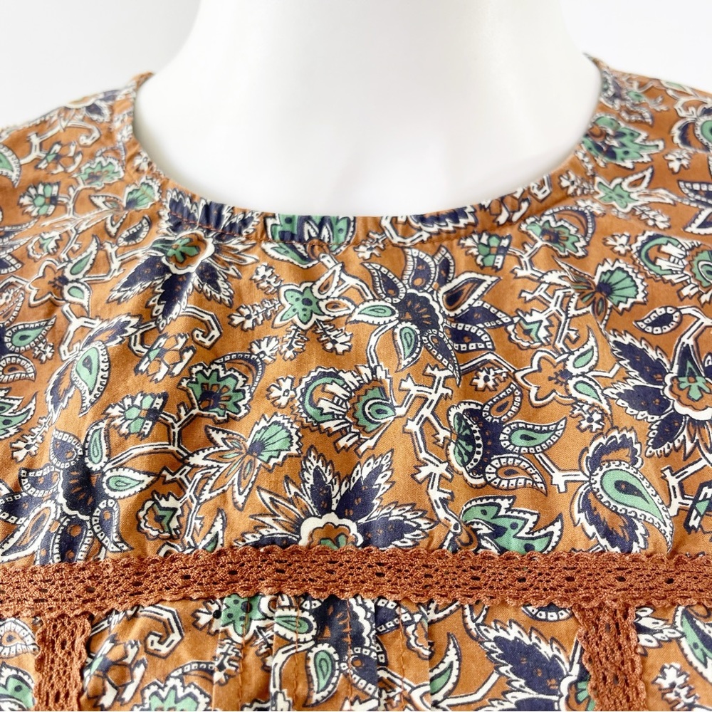 Veronica Beard Long Sleeve Floral WESLAYAN Ruffle Blouse in Cinnamon Brown Sz 2 - Picture 5 of 13